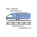Train RGB color icon. High speed shinkansen. Japanese bullet train. Rapid transit. Railway for traveling. Tourism