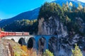 Train running on Landvasser Viaduct Royalty Free Stock Photo