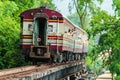 Train is ridden along the mountain