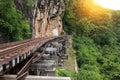 Train ride on the Death railway river Kwai, Thailand. Royalty Free Stock Photo