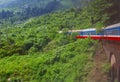 Passenger train transport jungle mountains, Vietnam