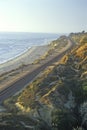 Train route along the San Diego coast at sunset, San Diego, California Royalty Free Stock Photo