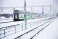 Train at rovaniemi station in winter