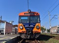 Train running between Krakow and Oswiecim Royalty Free Stock Photo