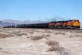 Train running through the Mohave Desert Royalty Free Stock Photo