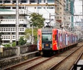 A train running on rail track in Manila, Philippines