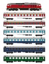 Train set passenger waggons and locomotive