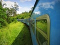 Train side view in upcountry with couds