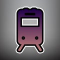 Train sign. Vector. Violet gradient icon with black and white li