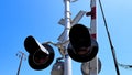 Train Rail Road Crossing Warning Sign Train Tracks Royalty Free Stock Photo