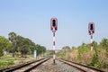Train signals for railway and and traffic light Royalty Free Stock Photo