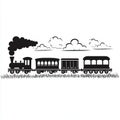 train silhouette , black and white illustration isolated on white background Royalty Free Stock Photo