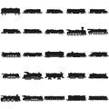 Train silhouettes set Vector black icon on white Royalty Free Stock Photo