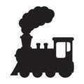 Train with smoke symbol icon, old locomotive silhouette, sign vector illustration Royalty Free Stock Photo