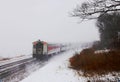 Train in snow at Bear mountain with winter colors Royalty Free Stock Photo