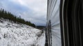 Train in snowy mountins.