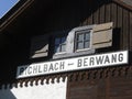 Train staion, sign post Bichlbach Berwang, Tyrol, Austria Royalty Free Stock Photo