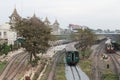 A train standing just outside of the train station of Yangon, Myanmar, Burma Royalty Free Stock Photo