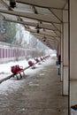 Cleared of snow bench's from Gara de Nord Royalty Free Stock Photo