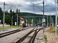 Electric locomotive stop in Busteni train station