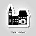 Train station black building sticker