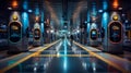 Busy Train Station With Multiple Trains Parked
