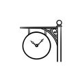 Train station clock hand drawn outline doodle icon. Royalty Free Stock Photo