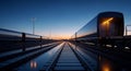 Train Station at Dusk: Journey\'s End or Beginning Royalty Free Stock Photo
