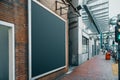 Train station with empty black billboard Royalty Free Stock Photo