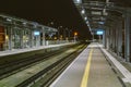 Train station at Gdansk airport GDN in Poland. railway platform of Lech Walesa Airport in Gdansk, Poland. Gdansk Airport lotnisko Royalty Free Stock Photo