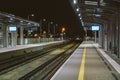 Train station at Gdansk airport GDN in Poland. railway platform of Lech Walesa Airport in Gdansk, Poland. Gdansk Airport lotnisko Royalty Free Stock Photo