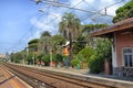 Train station of Genova Nervi, Italy, in the summer day