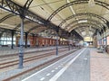 Train station The Hague Hollands Spoor (HS) built in 1888 with old ornaments and canopies Royalty Free Stock Photo