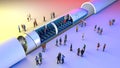 Train station and Hyperloop. Passengers waiting for the train. Futuristic technology for high-speed transport Royalty Free Stock Photo