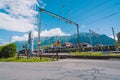Train station in Interlaken town Royalty Free Stock Photo