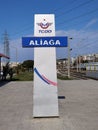 Train station in Izmir Aliaga with the operator logo TCDD