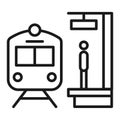 Train station platform line icon. Railway or train stop Vector illustration Royalty Free Stock Photo
