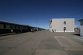 Transsiberian express train at the station in Mongolia Royalty Free Stock Photo