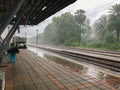Train station with roof on rainy day in Thailand Royalty Free Stock Photo