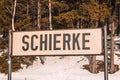 Train station sign of Schierke train station at Harz Mountains National Park, Germany Royalty Free Stock Photo