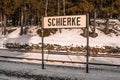 Train station sign of Schierke train station at Harz Mountains National Park, Germany Royalty Free Stock Photo