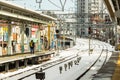 Train station after snow storm Royalty Free Stock Photo