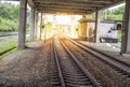 Train station track with sunset view - transport concept