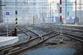 The train station and tracks. Brno Czech Republic. Central Station. Royalty Free Stock Photo