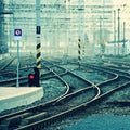 The train station and tracks. Brno Czech Republic. Central Station. Royalty Free Stock Photo