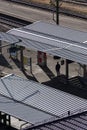 train station tracks trains and infrastructure from top view Royalty Free Stock Photo