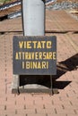 Sign at Ferrovia Genova Castello - Manin Railway Station, Via L. Montaldoo, Genoa. Italy. 