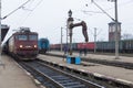 Public transport train stationed in Rosiorii Nord train station Royalty Free Stock Photo