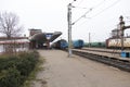 Public transport train stationed in Rosiorii Nord train station Royalty Free Stock Photo
