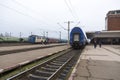 Public transport train stationed in Rosiorii Nord train station Royalty Free Stock Photo